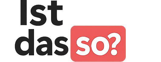 Logo-Design mit dem Schriftzug ‚Ist das so?‘ in Schwarz. Das Wort ‚so?‘ ist jeweils in einem farbigen Kasten hervorgehoben (rot, grün, gelb, rot-weiß). Vier Varianten nebeneinander auf schwarzem Hintergrund.